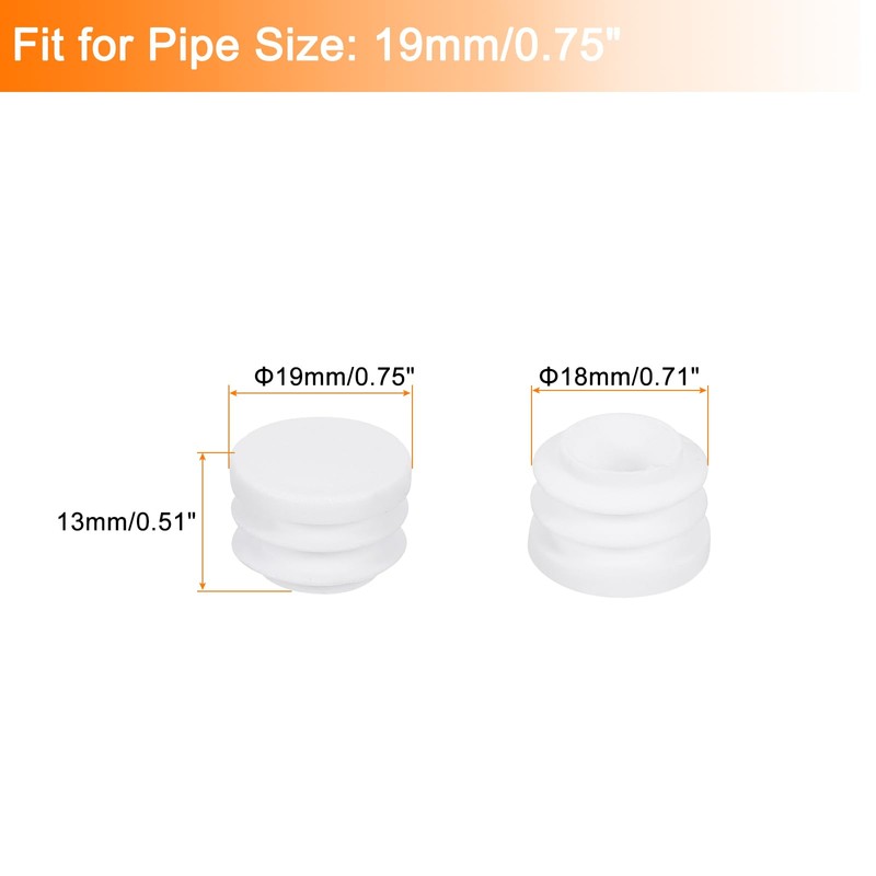 uxcell 8Pcs Round Plastic Hole Plug, 0.75" Dia Rubber End