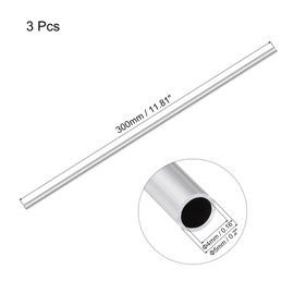 TOP-VIGOR 3Pcs 6063 Aluminum Round Tube, 5mm OD 4mm ID 300mm Length Seamless Aluminum Straight Tubing Metal Pipe for Industry DIY Projects