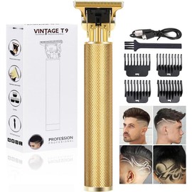Professional  Trimmer for Men, Beard Trimmer  Clippers for Men, Cordless Rechargeable  Trimmer Metal    Kit,Beard Shaver Barbershop - Color: Gold