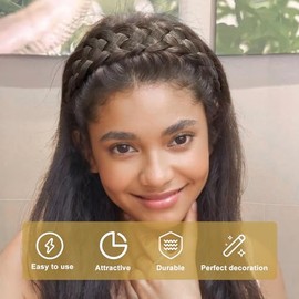 Diadema Trenzada Desordenada con Dientes, Cabello Sintético Trenzado, Trenzas de Alta Elasticidad, Banda para El Cabello de Cola de Pez, Postizo para Niñas, Mujeres, Mamás, Cabello Grueso,