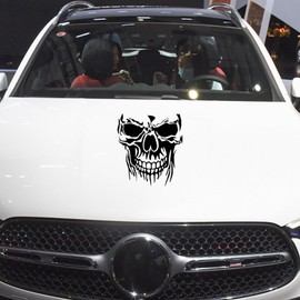 JINYUNDUOSP 3D Skull Car Hood Decals Laser Skull Car Sticker for Auto,Truck,SUV Indoor and Outdoor Decoration. (Black)