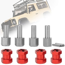 T best RC Car Hex Adapter, Metal 12 mm RC Extension Wheel Hex Hub Driver Adapter for D90 Ax10 Cc01 Scx10 F350 (Red) Car Models