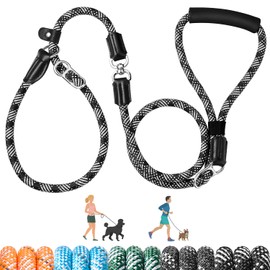 SlowTon Correa de Entrenamiento para Perros - Resistente, Antienredos y Ajustable, Correa Deslizante Multifuncional 2 en 1, Manos Libres, Cómoda y Reflectante para Perros Medianos Grandes 9-55 kg