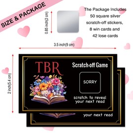THEBESTU 50 Psc TBR Theme Scratch Off Game Cards, to Be Read Floral Book Scratch Cards for Book Club Members Teachers, Choose Your Next Book, Bookworm Librarian Gifts, Bookish Accessories