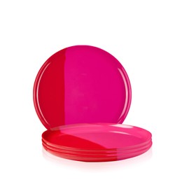 Thomas Fuchs Creative Melamine Side Plates Set of 4, Chip and Break-Resistant, Durable Salad Plates, Kid-Friendly Dessert Plates for Indoor and Outdoor, Dishwasher Safe, Fuchsia/Red