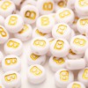 200Pcs Acrylic Letter Beads Alphabet Gold Letter B White Beads