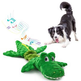 Chngeary Squeaky Dog Toy for Small Medium Large Dogs，Crocodile Shaped Tug of War Interactive Dog Toy，Soft Fabric and Sturdy Dog Plush Toy for Indoor Play