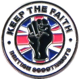 (25mm) Metal Enamel Pin Badge Northern Soul Faith British Scooter Mod Vespa Lambretta Union Jack