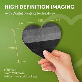 Destination Vinyl ltd Great Coasters (Set of 4) Heart - BW - Gay Flag Lesbian Bisexual Rainbow Drink Glossy Coasters/Tabletop Protection for Any Table Type #41519