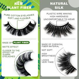 3d Plant Fibre Russian Strip Lashes, D Curl Lash Strips, Natural False Lashes Mink, Wispy Fake Lashes, D Curl Strip Lashes, Natural Wispies Mink Eyelashes, Faux Mink Eyelashes Natural Look(SDC-MIX)