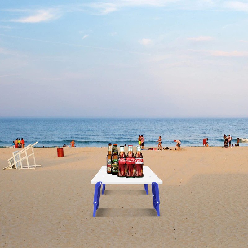Modern-Depo 15.9"x14.2"x9.6" Large Portable Folding Beach Table for Sand Foldable