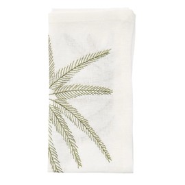 Kim Seybert Palm Coast Napkin in White & Green & Gold, Set of 4