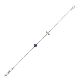 MYSTIC JEWELS By Dalia 925 Sterling Silver Evil Eye and Cross CZ Bracelet, Birthday Gift, New Year,
