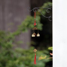 Relaxdays Wind Chime Set of 2 Metal Chimes Outdoor & Indoor Garden Chime Hanging Feng Shui Gold/Red