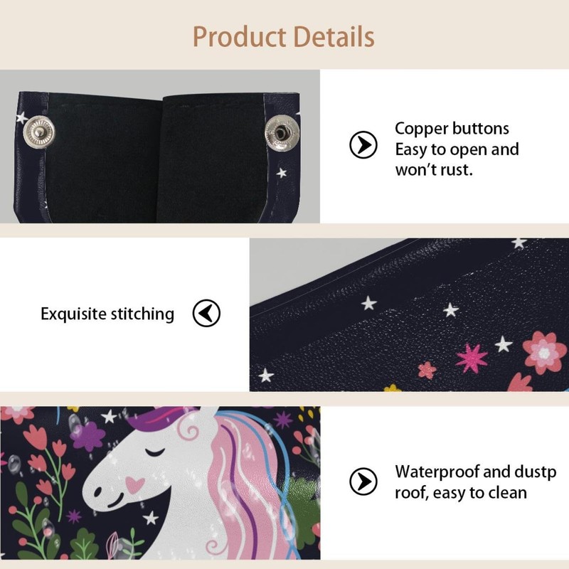 2 Pack Tissue Box Cover Holder, Unicorn Rectangle Leather Tissue