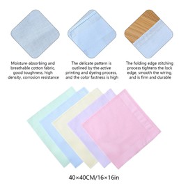 Zcbzbn 5pcs Solid Colour Women's Cotton Handkerchiefs, Fabric Handkerchief Cloth for Daily Use and Wedding Party, 40 x 40 cm, Colourful, M