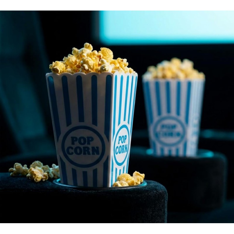 YOVECATHOU 5Pcs Plastic Red Blue White Striped Classic Popcorn Containers