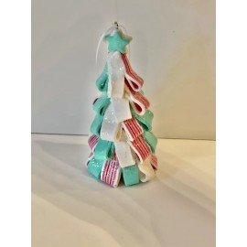 Glitter candyland Mint Blue, Red Pink Clay Christmas tree ornament