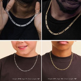 RAQINSTL Men's Figaro Chain Necklace Men's Stainless Steel Chain Silver Black Gold Chain 14-26 Inch Cuban Chain 5/7/9 mm Cuban Necklaces for Men Women Teen Jewellery Gift, Stainless Steel, No Gemstone