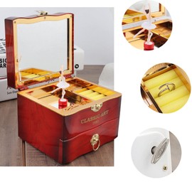 SOONHUA Musical Jewelry Box for Girls, Vintage Music Box Jewelry Storage Case with Drawer and Dancing Ballerina for Girls, Ideal Gift for Daughters or Girlfriends