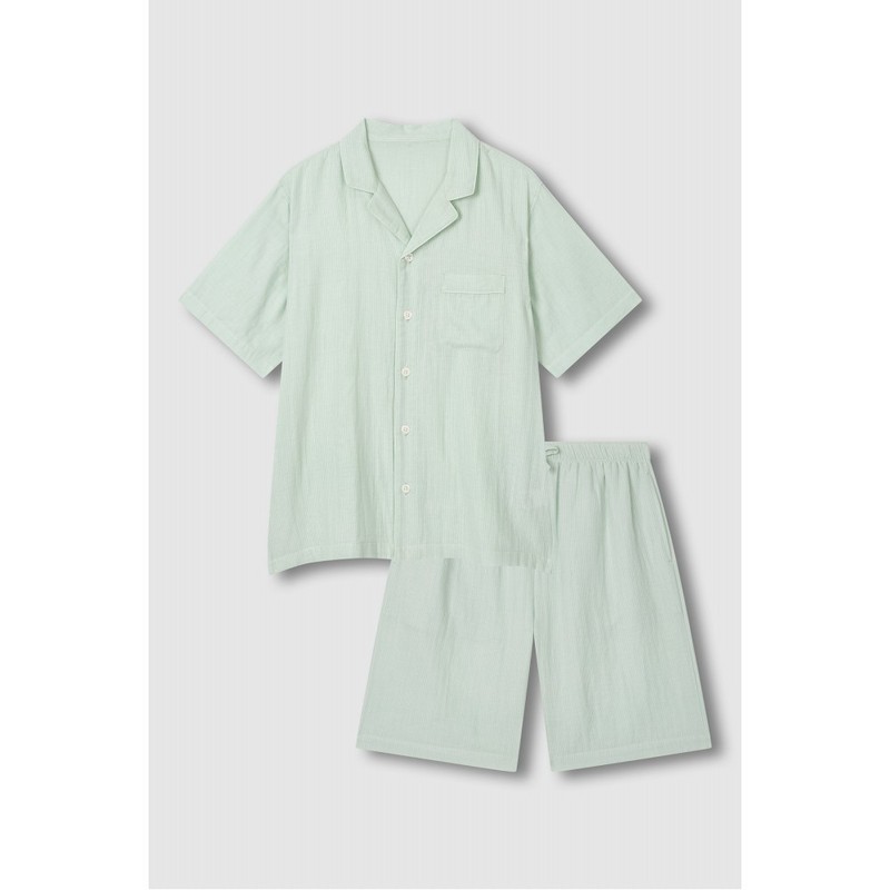 JAJU Summer Double Cotton 5-part Pajama Set_Light Mint