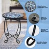 LIFFY Outdoor Side Table,12" Round Ceramic Tile Tabletop Accent Table