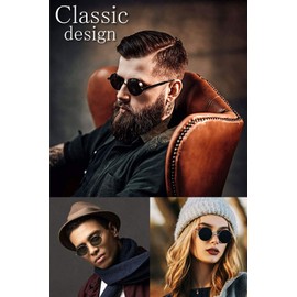 Freese Round Sunglasses For Men, Fashionable, Classic Round Glasses, Clear Lenses, UV Cut, Cloth & Magnetic Glasses Case -