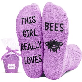 HAPPYPOP Funny Fuzzy Bee Socks Bumble Bee Gifts, Honey Bee Socks Bee Keepers Gift Bee Accessories for Women Girls