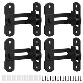 SMARTSTANDARD Barn Door Lock, 90 Degree Barn Door Latch, Matte Black Steel Gate Latch Hardware, Barn Door locks and Latches for Bedroom, Outdoor Wooden Fence, Pocket Door, Cat Door (Black, 4PCS)