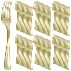 300 Pcs Mini Plastic Forks Bulk 4 Inch Disposable Mini Appetizer Forks Plastic Tasting Fork Cutlery for Desserts, Appetizers, Ice Cream Sampling, Puddings(Gold Color)