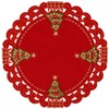Grelucgo Embroidered Christmas Holiday Holly Tree Table Doily Place-mats (Round