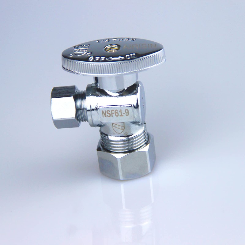 AIRISIN 1/4 Quarter Turn Brass Angle Stop Valve 1/2" NOM