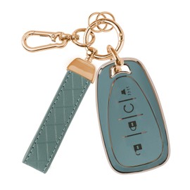 Rislobx Key Fob Cover Fit for Chevy Key, Car Key Case Protector for Volt Bolt Spark Equinox Traverse Trax (4 Buttons Blue)