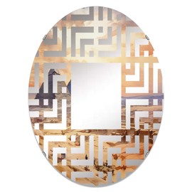 Pyramid of Giza in Desert Splendor - Egypt Maze Landscapes - 20x30 Inches - Oval Decorative Wall Mirror for Bathroom, Bedroom, Entryway, Living Room, Vanity Room and Modern Décor