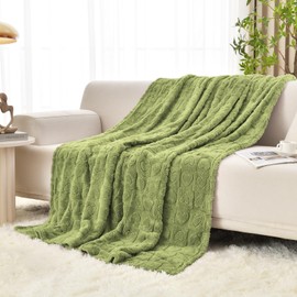 GIOKARNNA Heart Checkered Throw Blankets, for Love Mother Friends Pets,280 GSM Super Soft Warm Lightweight Fluffy Bed Blanket for Women Anniversaries(Sage Green,60"x80")