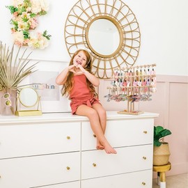 AOFLLU Baby Headband Holder - 3-Tier Wooden Headband Organizer - Hairbands Display Stand Hair Accessories Organizer Storage - Baby Gift Registry and Baby Shower List for Nursery Decor