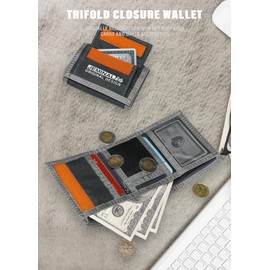 JEMINAL Lanyard Trifold Wallet for Men Canvas Wallet with Multiple Card Slots and ID Window Dark Grey