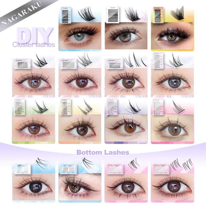 NAGARAKU Selfgrafting Segmented False Eyelashes, DIY Eyelashes, Triple Fish Tail