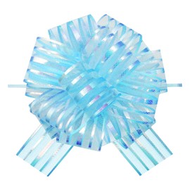 ZhXu Shuo 6 Pieces Pull Bow Large Organza Gift Wrapping Ribbon Bow,6 Inches, Big Pull Bow for Wedding Gift Baskets, Ribbon Bow for Christmas Wrapping and Decoration (Light Blue)