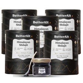 Better Alt Better Alt Pure Himalayan Shilajit Resin Pack of 5 High Potency Gold Grade 375 Servings for Energy Boost & Immune Support, 85+ Trace Minerals, 75%+ Fulvic Acid, with Lab Test Report,400 mg