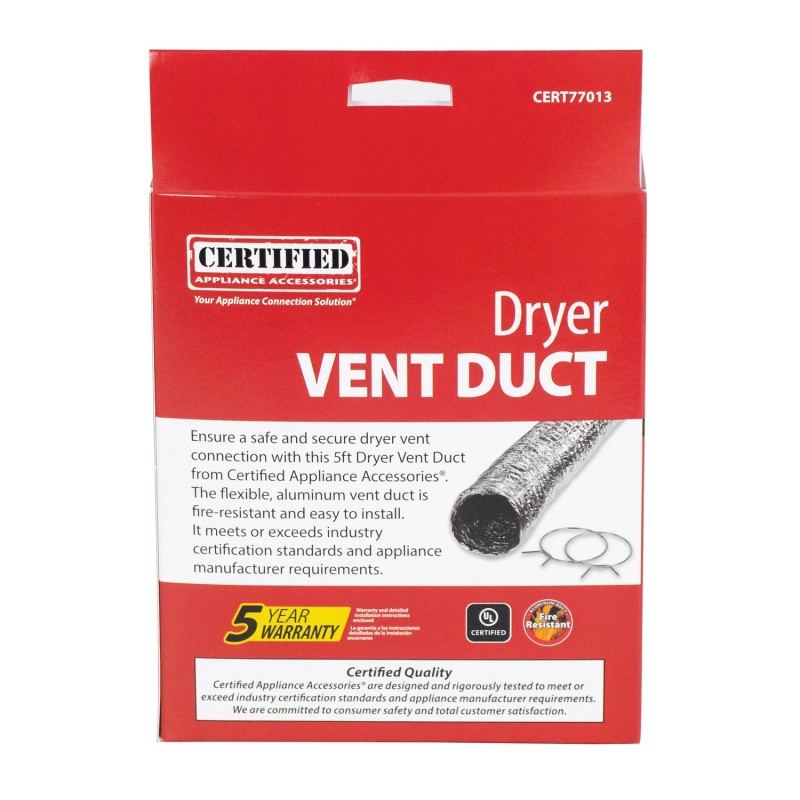 CERTIFIED APPLIANCE ACCESSORIES(R) Flex Dryer Vent Transition Duct, 5ft
