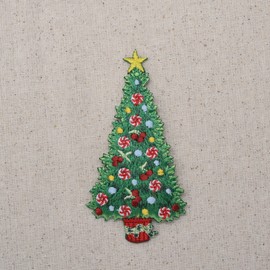 Christmas Tree with Yellow Star Embroidered Iron on Patch