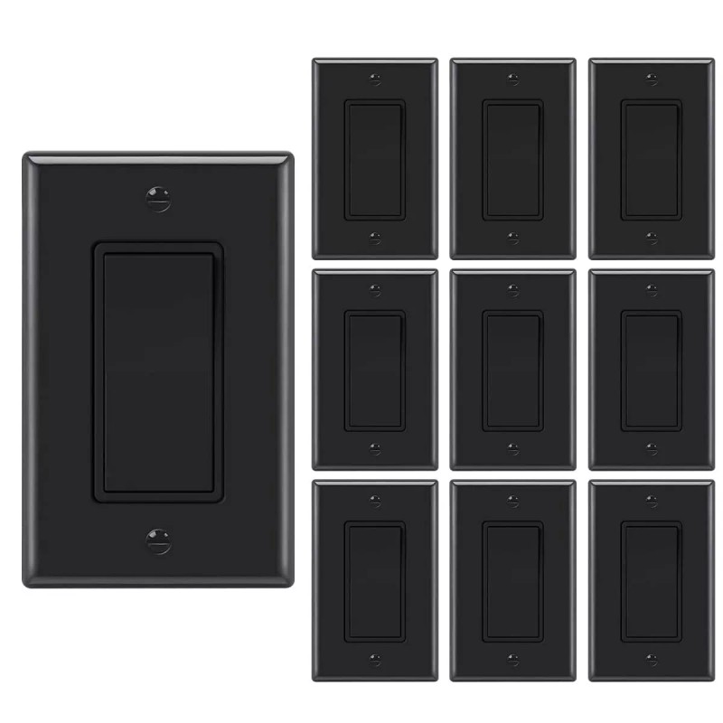 Maxbright Decora 3 Way Light Switch black,Paddle Rocker with wallplate,UL