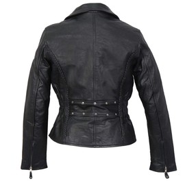 Hot Leathers Black XX-Large Ladies Braided Motorcycle Jacket