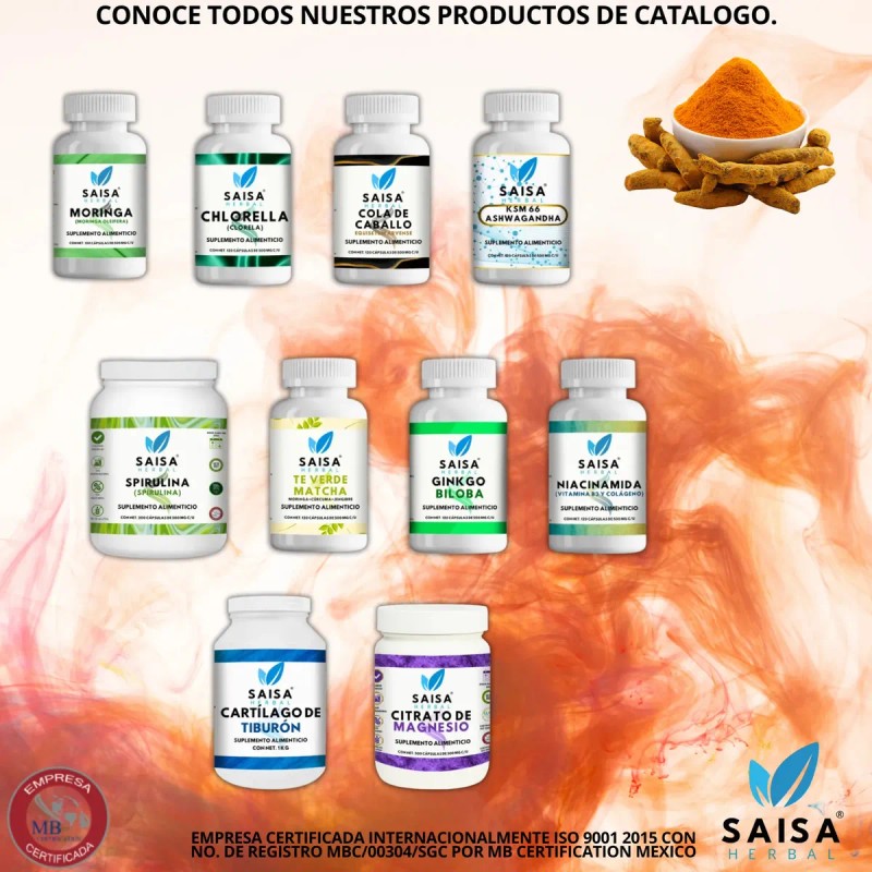 Cúrcuma Orgánica 100 Cápsulas Pura Suplemento Alimenticio Antiinflamatorio Natural Digestión