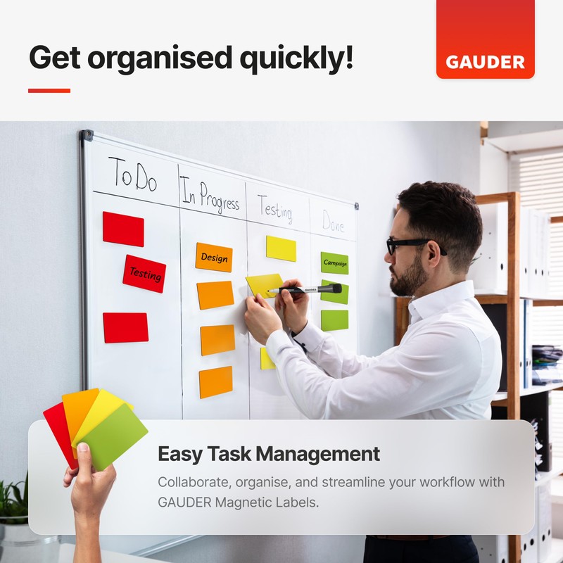 GAUDER Magnetic Dry Erase Labels | (75 x 25 mm)