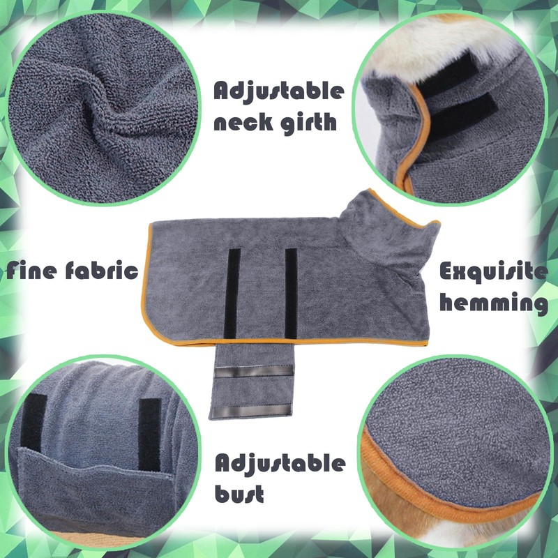 DKDDSSS Dog Bathrobe, Absorbent Bathrobe Dog with Velcro Fasteners, Microfibre