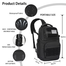 Camera Sling Bag Backpack,DSLR/SLR/Mirrorless Camera Bag with Tripod Holder & Removable Dividers,Small Crossbody Tactical Camera Bag Backpack for Canon/Nikon/Sony/Fuji/Gopro