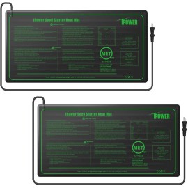 iPower 10" x 20" Seedling Heat Mat Warm Hydroponic Heating Pad for Greenhouse 2 Pack