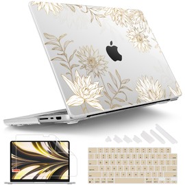 Tuiklol for MacBook Pro 16 M4 Case 2024 2023 2022 2021 Release M4 A3404 A3186 M3 A2991 M2 A2780 M1 A2485 Pro/Max with Retina Display Touch ID Plastic Hard Shell Case + Screen Protector,Big Flowers